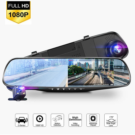 Dual Lens 4.3in Car Dvrs Video recorder Dash Cam Full HD 1080P Mirror Cam Car Dvr Camera Loop Recording Motion Tracking