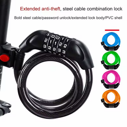 Bicycle motorcycle anti-theft cable lock